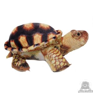 Liggende pluche Schildpad donker bruin-oranje 32 cm