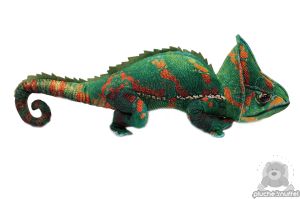 Liggende pluche Kameleon groen levensecht 54 cm